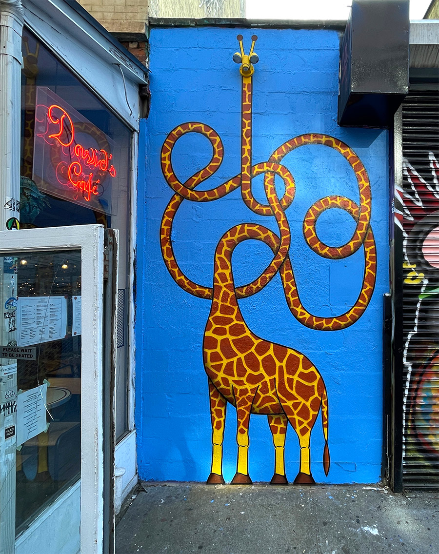 Spray Paint stencil graffiti art NYC Business Owl by
